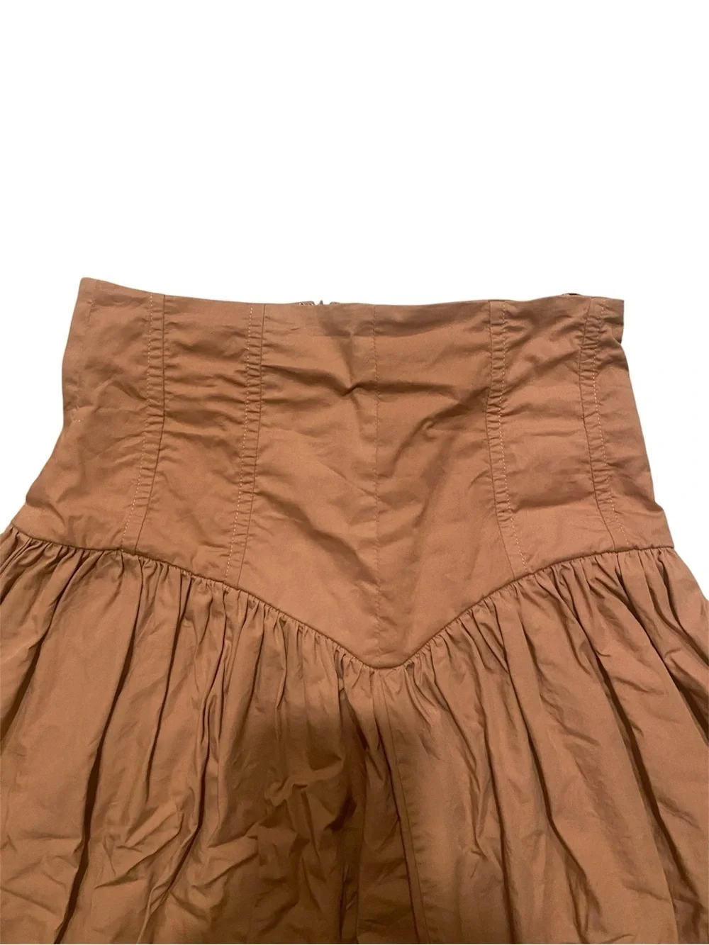 High-Waist Midi Skirt in Warm Brown